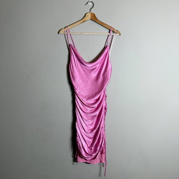 Bardot Revolve Mini Ruched Dress Women's 6 Small Vint Pink Cocktail Party Event - Picture 3 of 13
